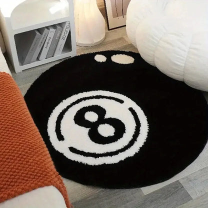 Black Eight Ball Round Rug – rug photo 5