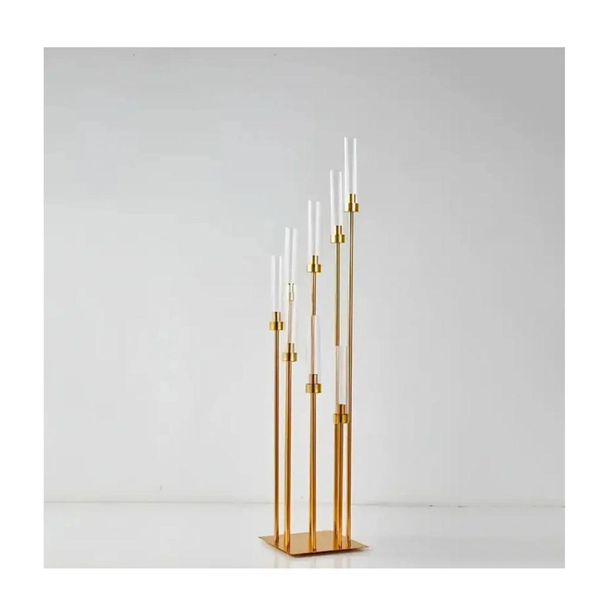 Gold Elegant 1-piece  Metal 8-arm Candle Holder - A Tall Wedding Centerpiece.Multifunctional Dining Table Decoration, Suitable Fo