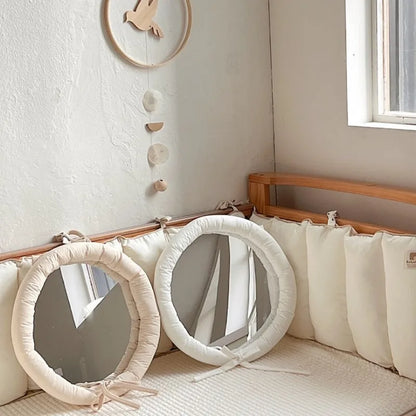 Fabric Framed Hanging Wall Mirror – wall mirror photo 4