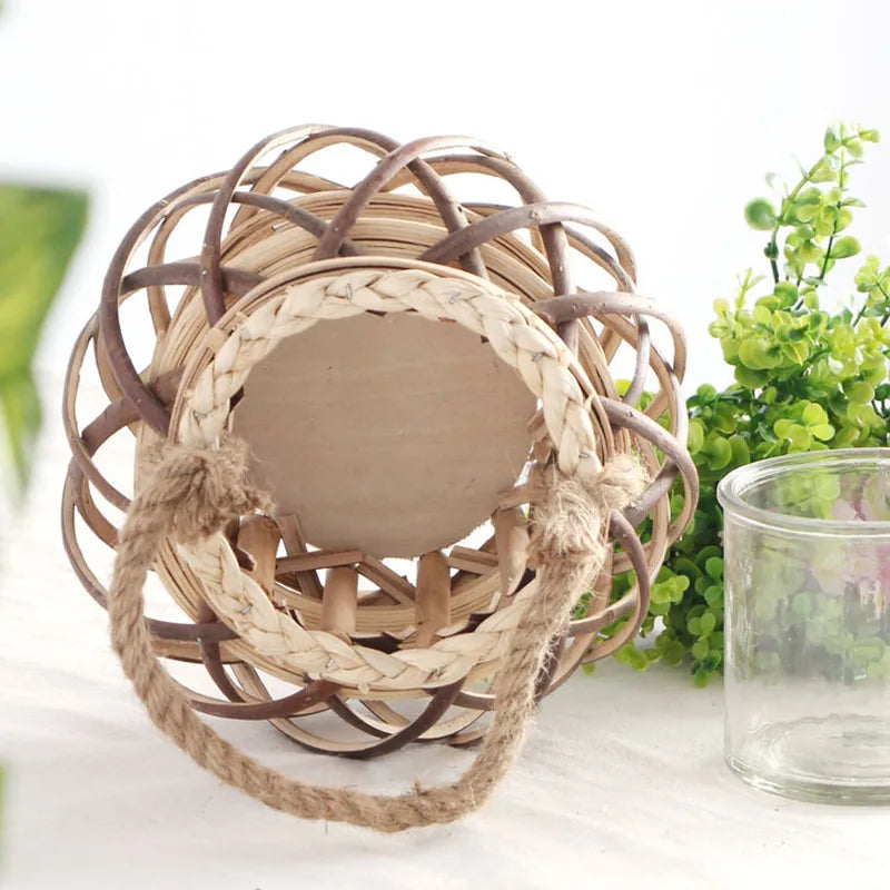 Woven Wicker Candle Lantern