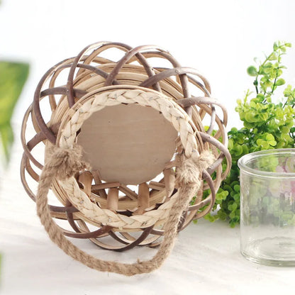 Woven Wicker Candle Lantern