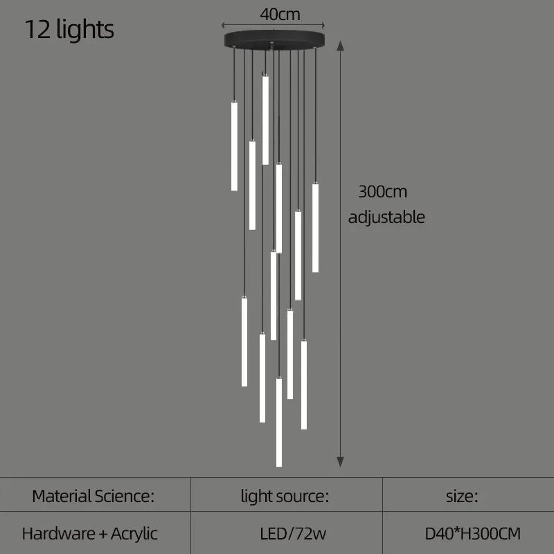 Modern LED Living Room Pendant Lighting Spiral Staircase Indoor Lamp Kitchen Home Decoration Nordic Luxury Ceiling Chandelier