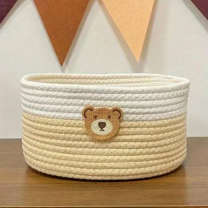 Bear Fabric Storage Basket in Yellow