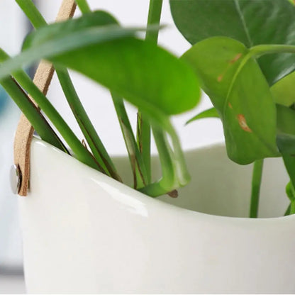 White Ceramic Hanging Wall Planter – planter photo 3