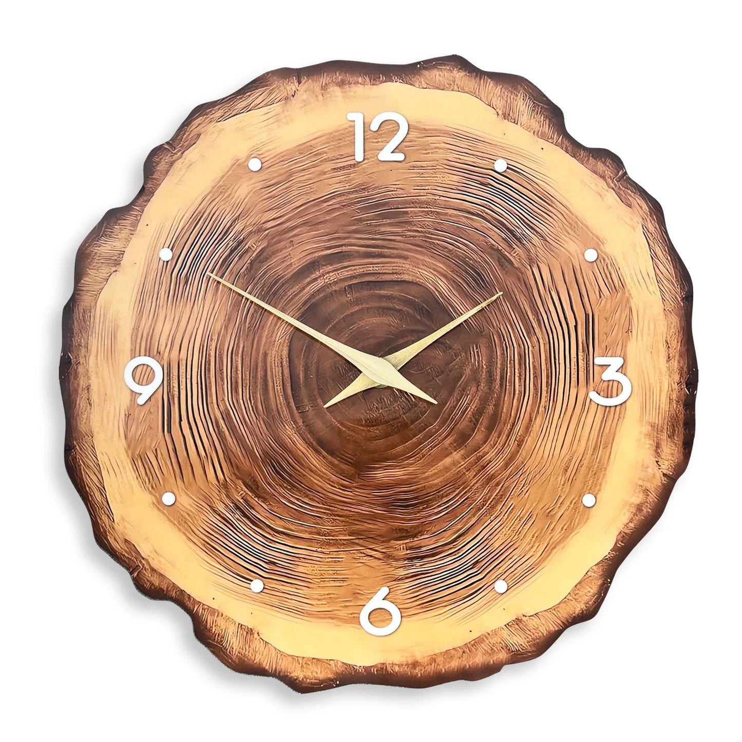 1pc Wooden Ring Wall Clock, Wood Cross-Section Texture Pattern Design of the Original Wood Color Wall Clock, Home Mute Clock