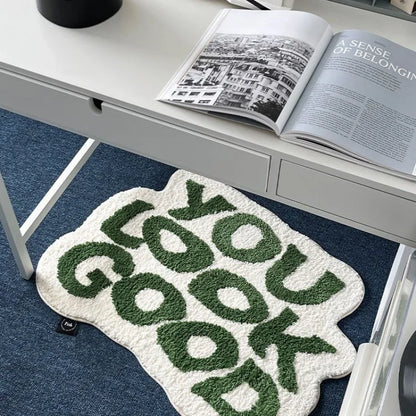 Irregular Letter Faux Cashmere Rug – rug photo 4