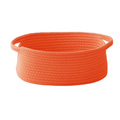 Small Woven Rope Storage Basket in Orange