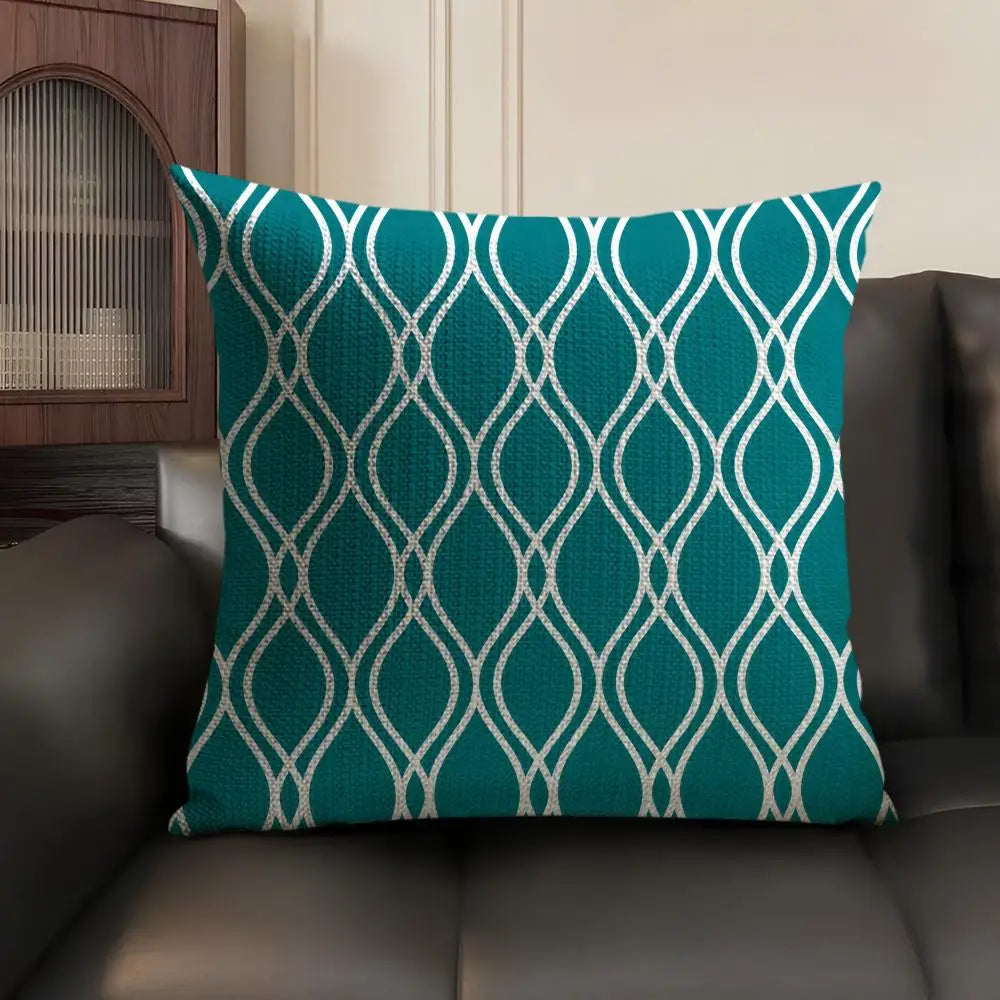 Modern Coastal Style Cushion Cover Natural Linen Organic Fabric Double Sided Print Sofa Pillow Case Home Decor Gift