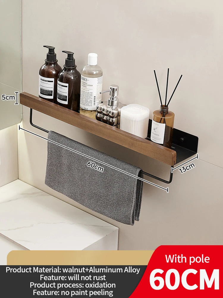 Wood Aluminum Waterproof for Bathroom Shelf Shelves Shampoo Makeup Storage Holder Accessories Kitchen Sorage Bath Accessories
