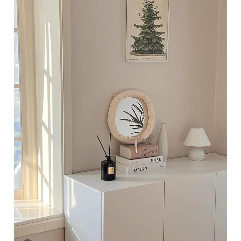 Fabric Framed Hanging Wall Mirror – wall mirror photo 7