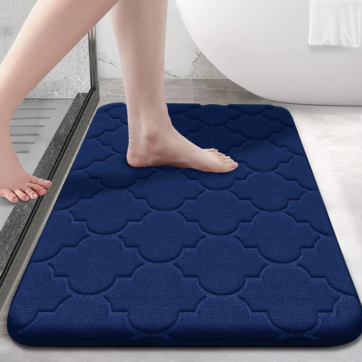 Memory Foam Non-Slip Bath Rug in Blue