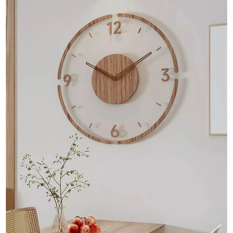 Hot Wall Clock Living Room Decoration Solid Wood Creative Silent Nordic Simple Quartz Clock Luxury Wall Watch Decor Fashion