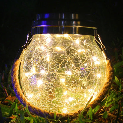 Solar Crackle Glass Jar Lights