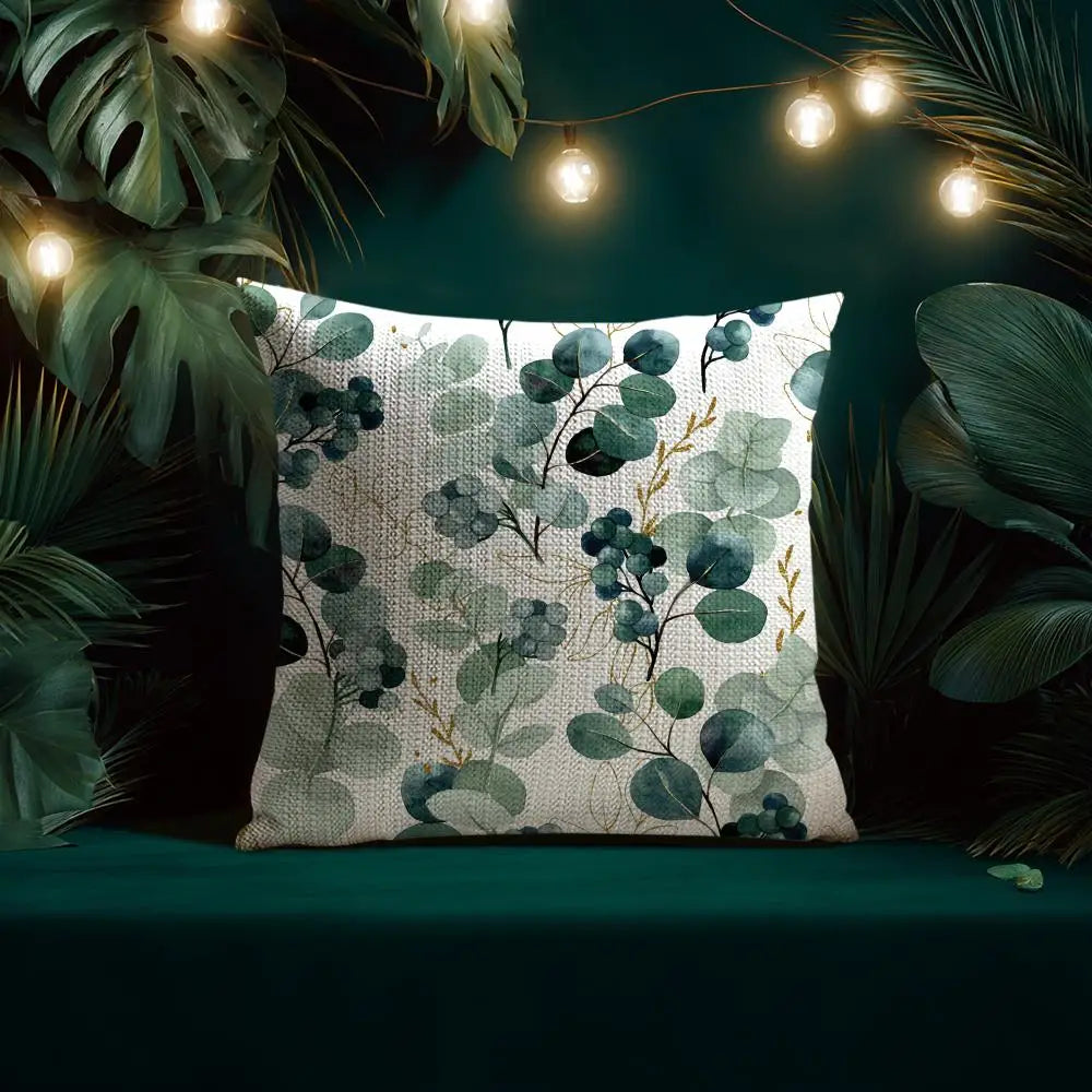 Watercolor Eucalyptus Linen Cushion Cover – cushion cover photo 3