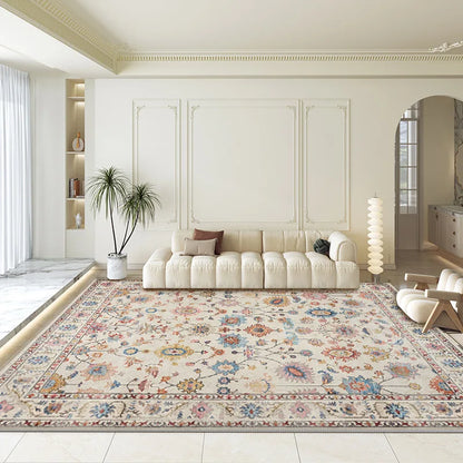 Bohemian Crystal Velvet Rug in Ivory Floral