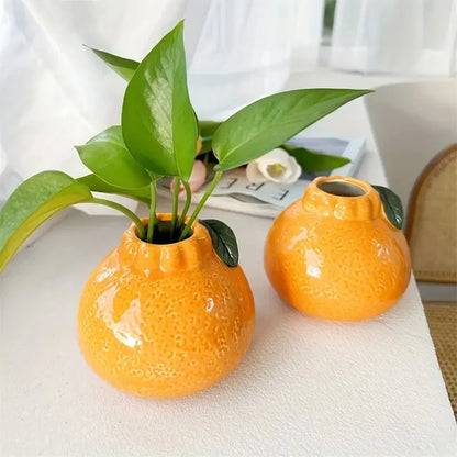 Orange Ceramic Hydroponic Vase – vase photo 5