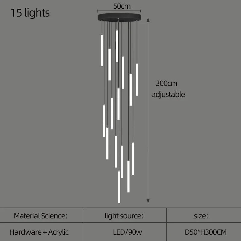 Modern LED Living Room Pendant Lighting Spiral Staircase Indoor Lamp Kitchen Home Decoration Nordic Luxury Ceiling Chandelier