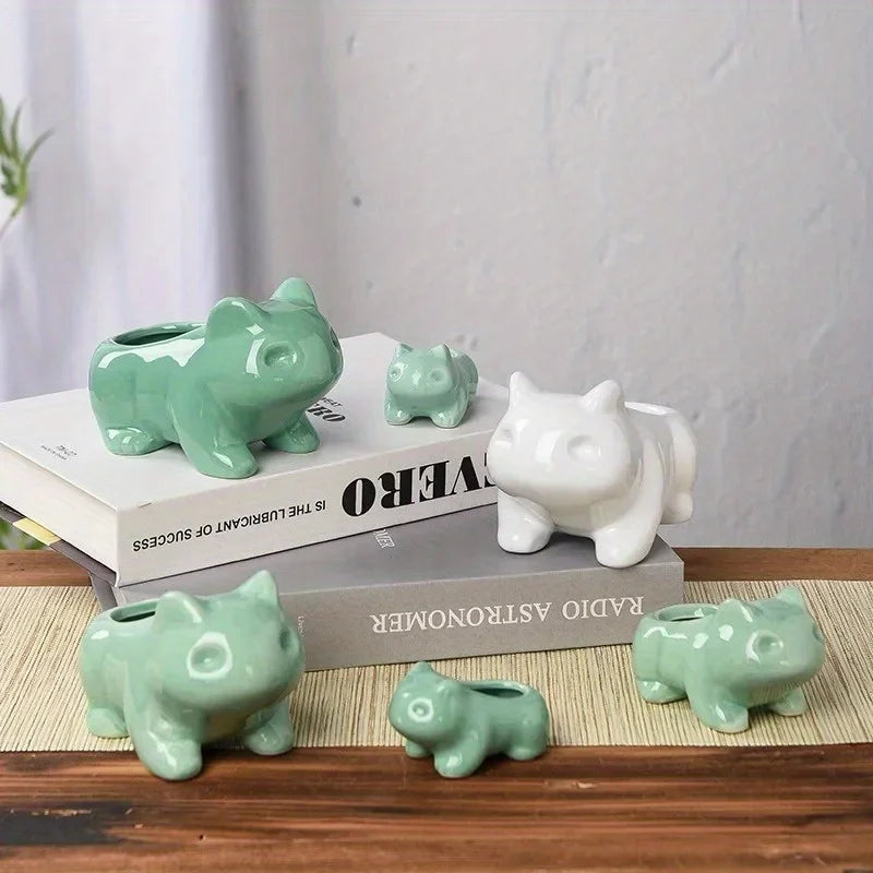 Creative Ceramic Mini Flowerpot Succulent Planter Flower Pot with Hole Cute Green Plants Planter Home Garden Decoration Outdoor