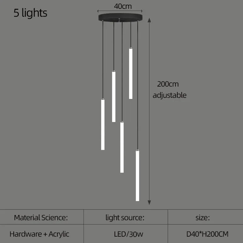 Modern LED Living Room Pendant Lighting Spiral Staircase Indoor Lamp Kitchen Home Decoration Nordic Luxury Ceiling Chandelier