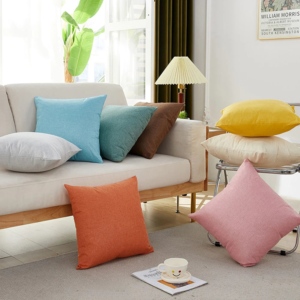 Cushion Cover Pillow Cover Linen Pillowcase for Sofa Living Room Outdoor 45*45cm Home Decor