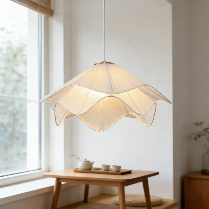Nordic Minimalist White Pendant Light 50cm 60cm Flowers Cloth Chandelier E27 Base Living Room Bedroom Home Decor Pendant Lamp