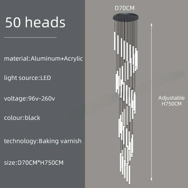 Modern LED Living Room Pendant Lighting Spiral Staircase Indoor Lamp Kitchen Home Decoration Nordic Luxury Ceiling Chandelier