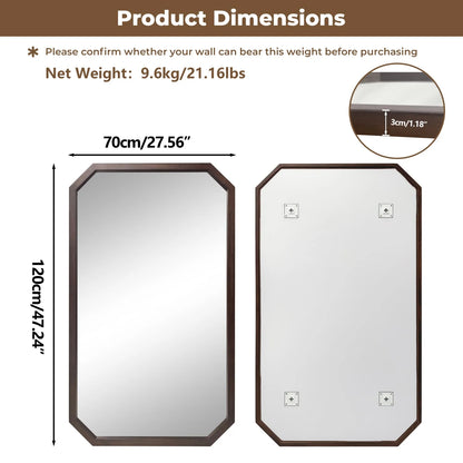 Walnut Irregular & Octagon Wall Mirror – Octagon, 70 x 120cm