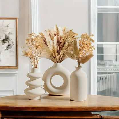 White Ceramic Vase Set of 3 – vase photo 2