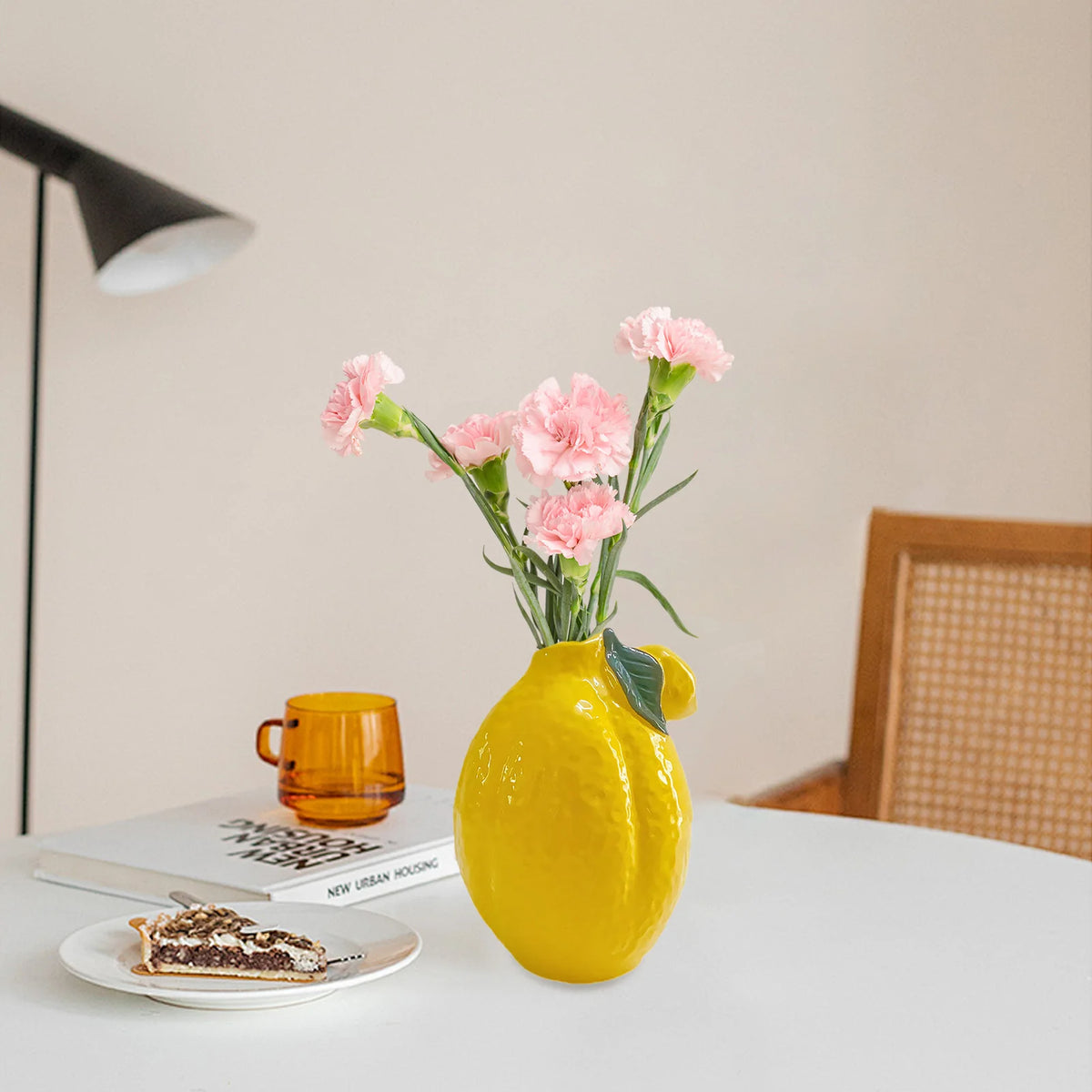 Lemon Ceramic Vase Nordic Ins Feng Shui Cultivation Flower Vase Home Fresh Desktop Decoration Crafts Home DIY Decor