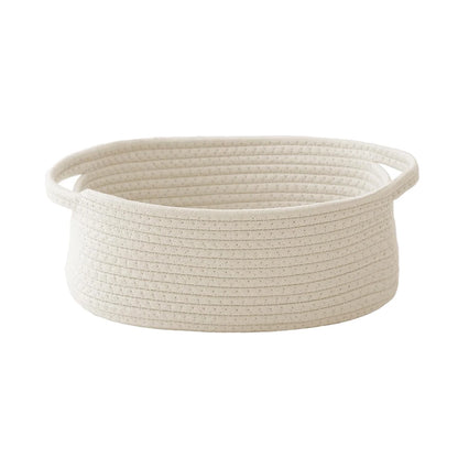 Small Woven Rope Storage Basket in White