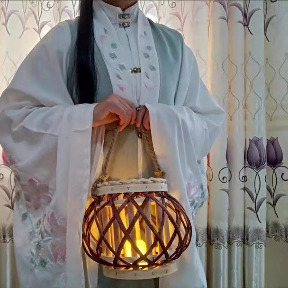 Woven Wicker Candle Lantern