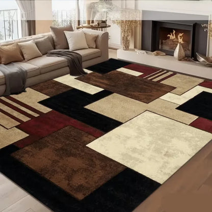 Modern Luxe Living Room Rug in Earth Patchwork