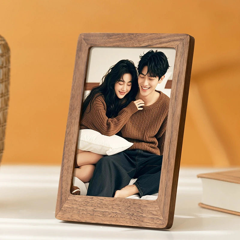 6-10inch Walnut Picture Frame, Walnut Wood Acrylic Photo Frames Handcrafted Rounded Corner Wooden Frames Tabletop Display