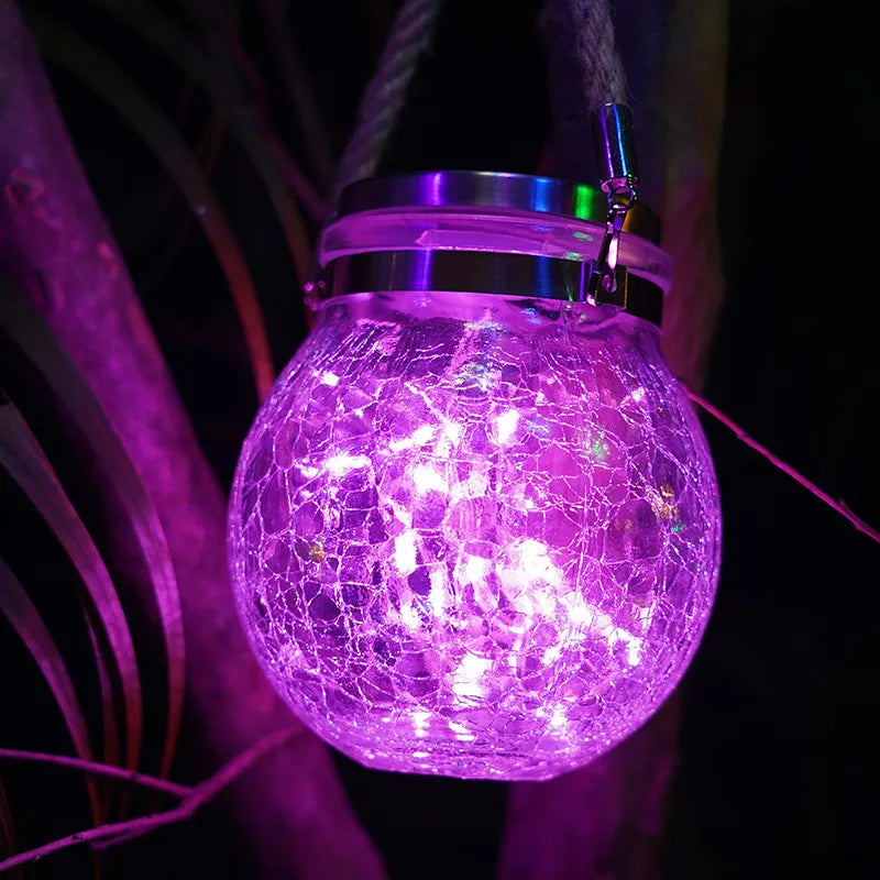 Solar Crackle Glass Jar Lights