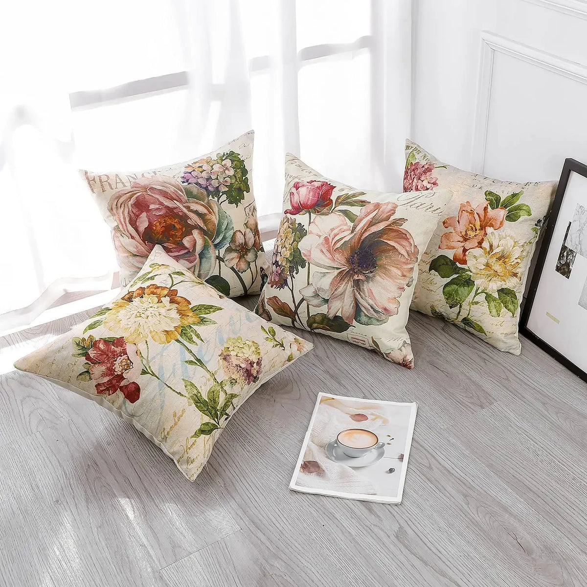 Vintage Floral Linen Cushion Cover – cushion cover photo 1