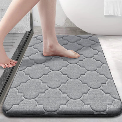 Memory Foam Non-Slip Bath Rug in Light Gray