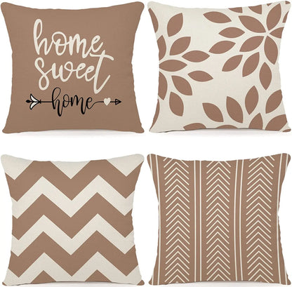 Brown Linen Geometric Cushion Cover – cushion cover photo 2