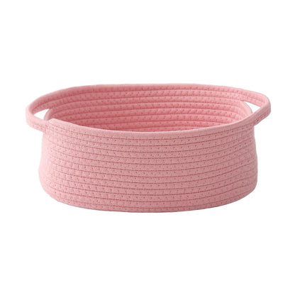 Small Woven Rope Storage Basket in Pink