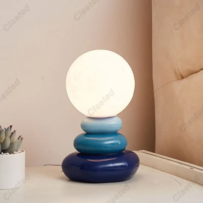 Stacked Stone Table Lamp in Blue