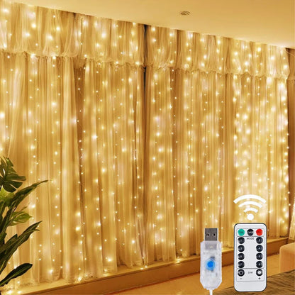 USB Remote Fairy Curtain Lights in Warm White