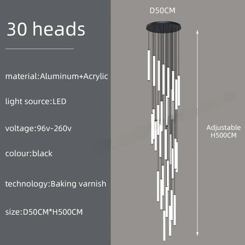 Modern LED Living Room Pendant Lighting Spiral Staircase Indoor Lamp Kitchen Home Decoration Nordic Luxury Ceiling Chandelier