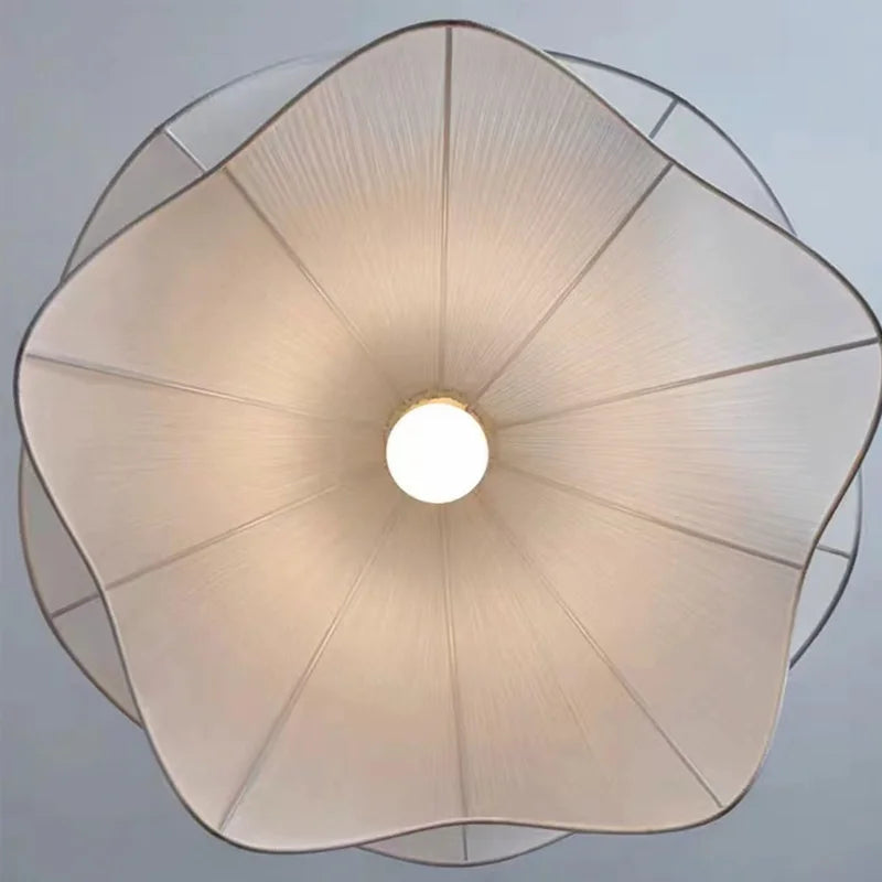 Nordic Minimalist White Pendant Light 50cm 60cm Flowers Cloth Chandelier E27 Base Living Room Bedroom Home Decor Pendant Lamp