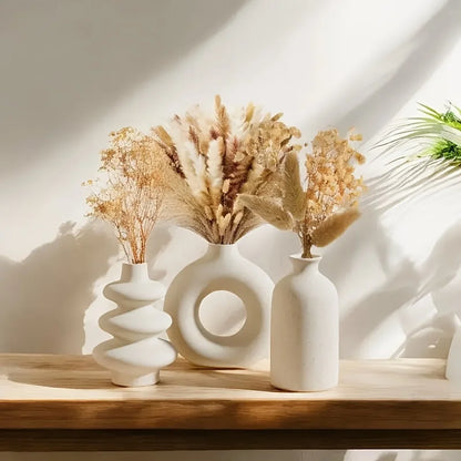 White Ceramic Vase Set of 3 – vase photo 4