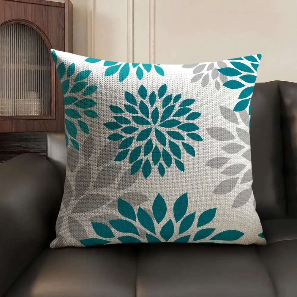 Modern Coastal Style Cushion Cover Natural Linen Organic Fabric Double Sided Print Sofa Pillow Case Home Decor Gift