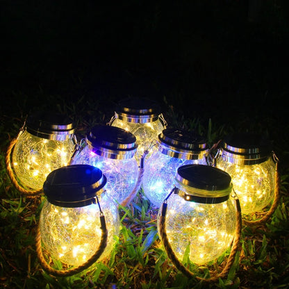 Solar Crackle Glass Jar Lights