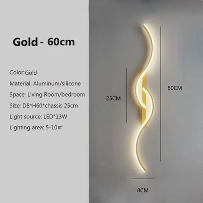 Minimalist LED Strip Wall Sconce – Gold, 60cm