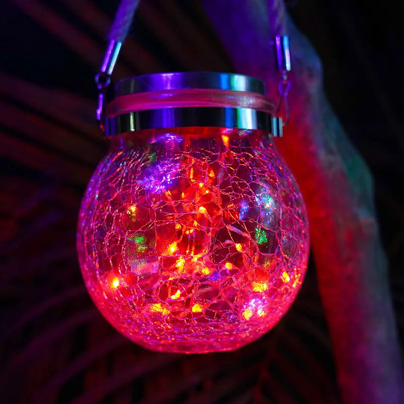 Solar Crackle Glass Jar Lights