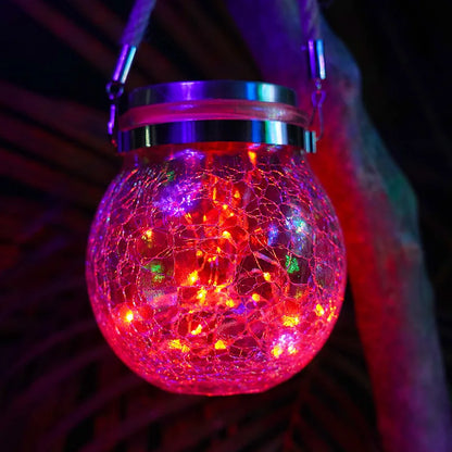 Solar Crackle Glass Jar Lights