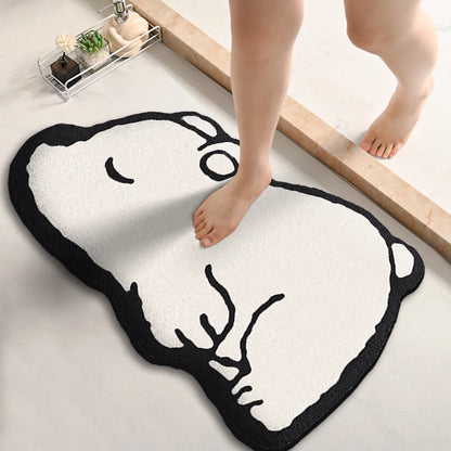 Cartoon Animal Flannel Bath Mat in Bear