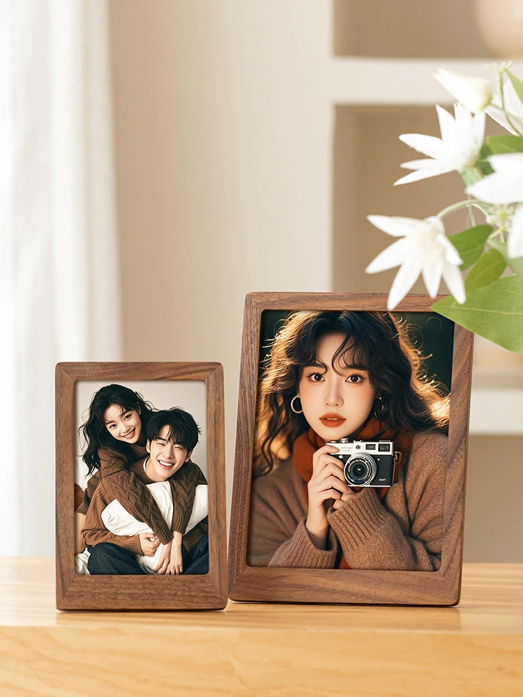 6-10inch Walnut Picture Frame, Walnut Wood Acrylic Photo Frames Handcrafted Rounded Corner Wooden Frames Tabletop Display